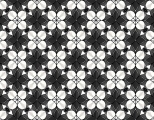 Naklejka premium Elegant black and white floral pattern