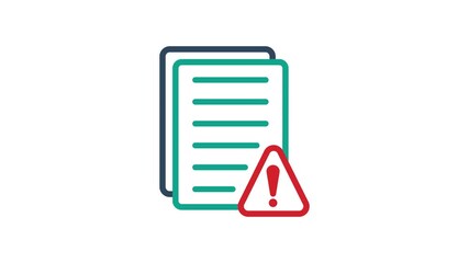 Document icon animation. Document warning, critical, secure and important file alert symbol. Transparent background