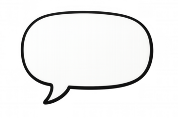 Speech bubble featuring bold black outline, providing blank space for personalized messaging against transparent backdrop