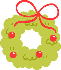 Christmas Wreath Vector, Cute Holiday Decoration Clipart