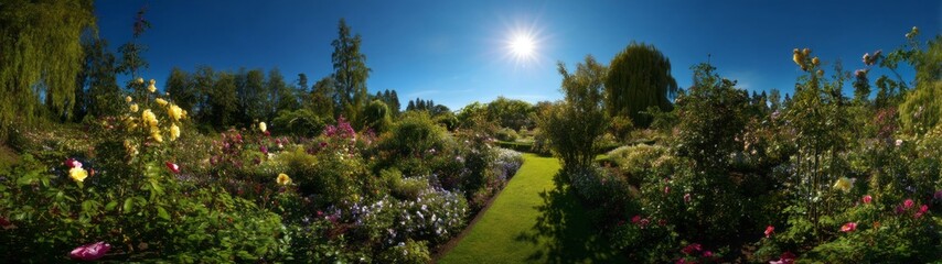 Fototapeta premium Garden panorama hdr nature landscape 360 degrees