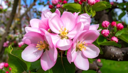 Fototapeta premium Blossoming pink apple flowers