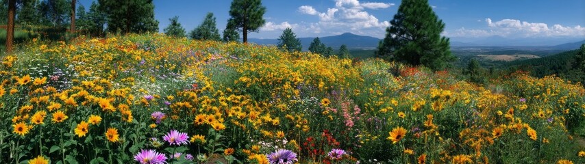 Obraz premium Colorful wildflowers panorama nature hdr 360°