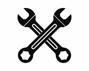 Crossed Wrench silhouette vector illustration