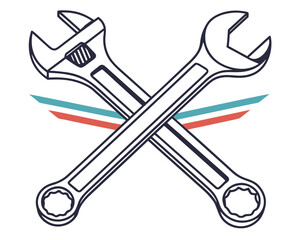 Crossed Wrench silhouette vector illustration