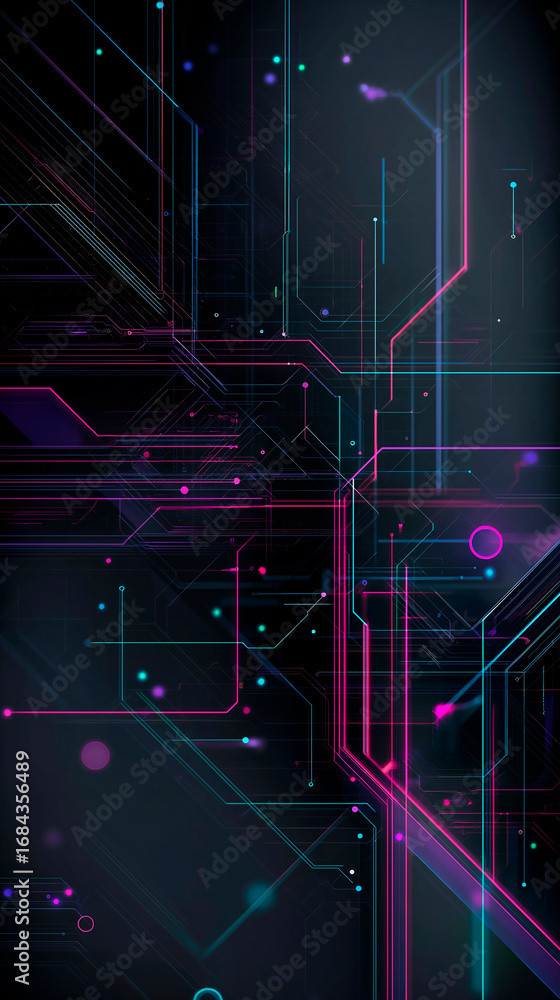 Aufkleber neon cyber interface with gradient circuits