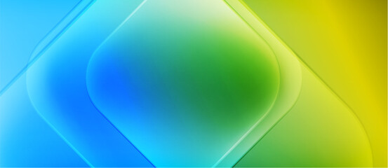 Abstract gradients blend blue, green, yellow. Smooth shapes create dynamic visual effect. Bright colors suggest energy, movement.