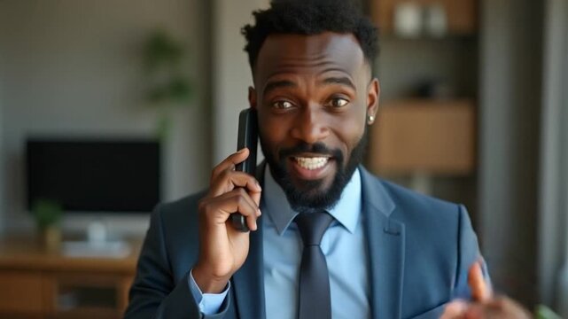 African american accountant on call with representatives sharing insight on monthly revenue balance, following stock exchange trends at home. Expert on conference. Camera A.