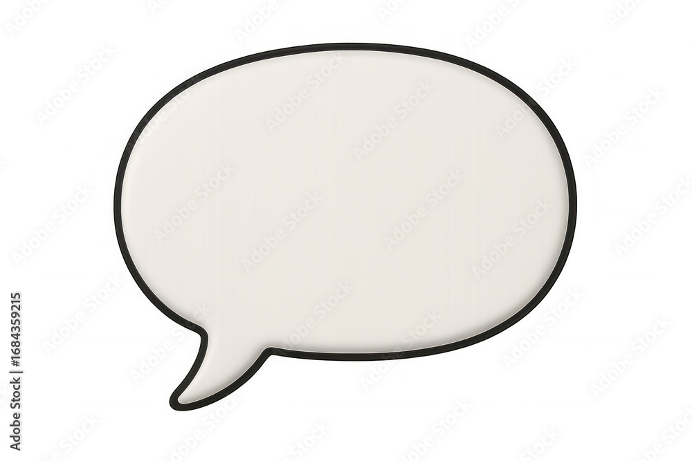 Poster speech bubble floating on transparent backdrop, white with black outline, providing clean visual spa