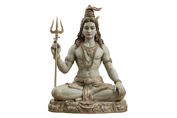 Obraz premium Seated Shiva statue, trident, studio, isolated, Hindu deity
