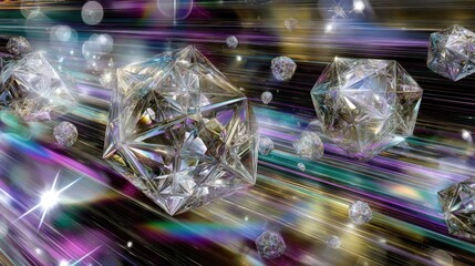 Abstract Glowing Diamonds In Motion