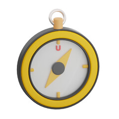 3d compass pointing north with transparent background