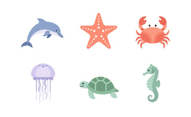 Sea creatures illustration graphic design