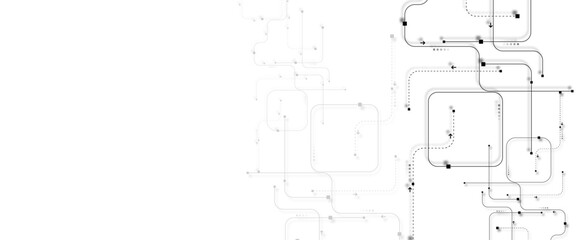 Abstract of black circuit electronic or electrical line connection engineering technology concept background.