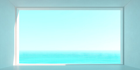 Minimal Window View of Ocean Horizon
