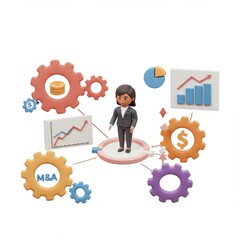 Businesswoman in a Creative Conceptual Illustration of Finance Themes