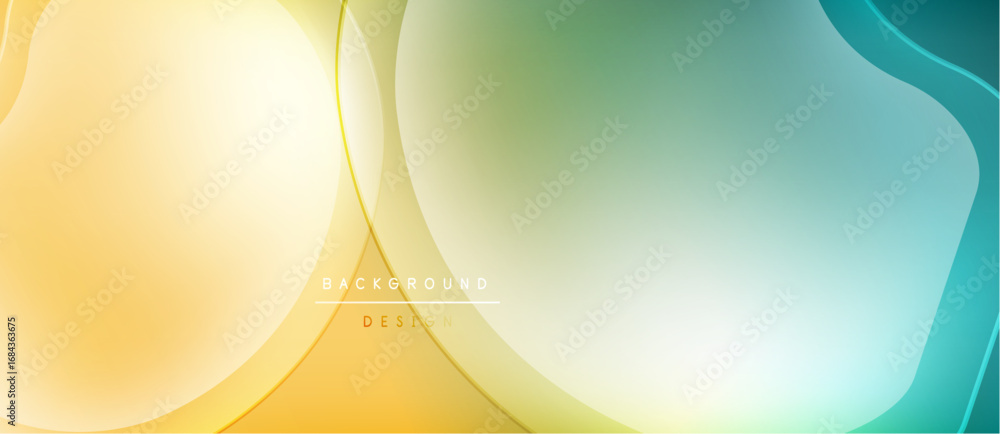 Poster abstract fluid shapes blend, creating vibrant gradient background. soft colors evoke modern design a