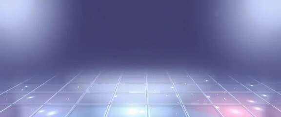 Abstract Digital Stage with Glowing Floor and Atmospheric Lighting