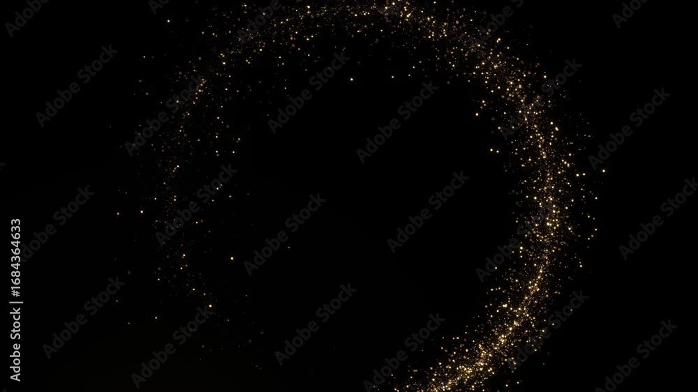 Aufkleber golden glitter circle loop animation with glowing particles on black background shining sparkles cre