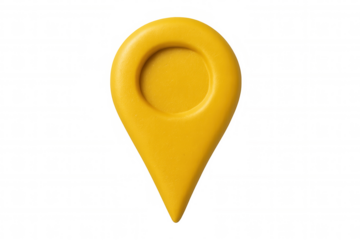 Yellow location pin marking position on transparent background, perfect for indicating places on maps or highlighting specific locations