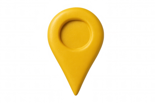 Yellow location pin marking position on transparent background, perfect for indicating places on maps or highlighting specific locations