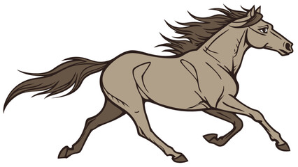 Drawing of a running horse vector illustration for equestrian design and animal clip art projects and graphics