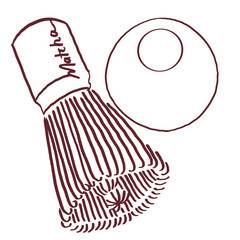 Matcha Whisk Chasen Decoration Outline
