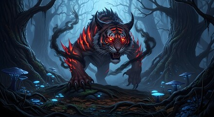 Infernal Tiger in the Gloomy Forest
