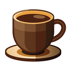 Obraz premium Brown Coffee Cup and Saucer with Dark Coffee and Subtle Highlights drink