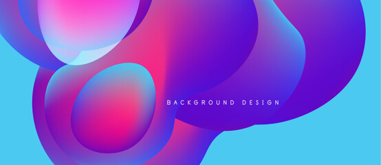 Abstract vibrant shapes blend, creating fluid colorful background. Gradient hues dominate composition, offering modern aesthetic.