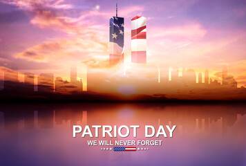 Obraz premium American Patriot Day banner. September 11, 2001. We will never forget