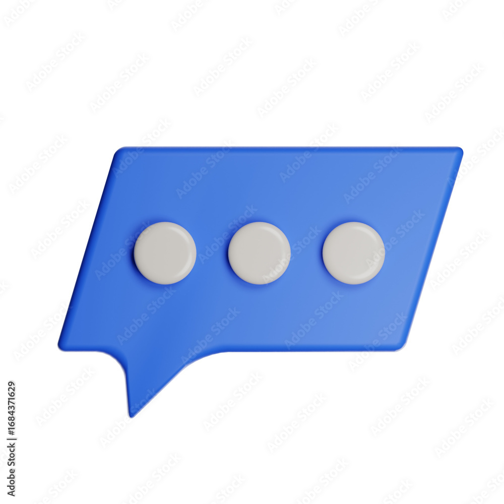 Aufkleber blue speech bubble showing typing status on transparent background
