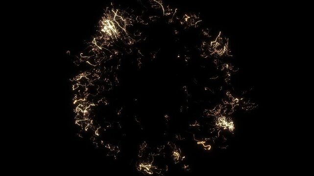 4K Gold Explosion effect Festive Fireworks black background. Floating golden sparkles Glowing Particles Overlay logo titles award, music, wedding, anniversary, party presentation backdrops corporate