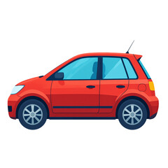Red Hatchback Car Vector Illustration