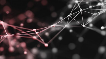 Abstract digital connections with glowing nodes, lines, and geometry depicting technology and data visualization against a dark background