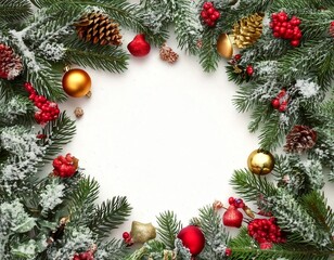 Christmas background. Fir branches isolated on white background. Christmas tree.