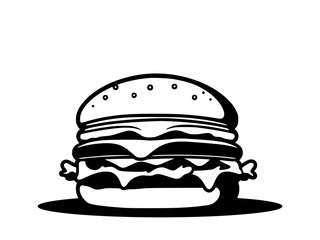 hamburger on black background