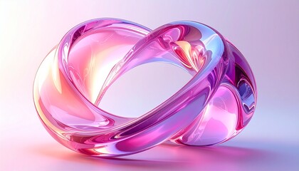 Abstract 3d glass spiral. Geometric figure in holographic color on a transparent back