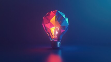 Fototapeta premium Colorful geometric light bulb studio shot