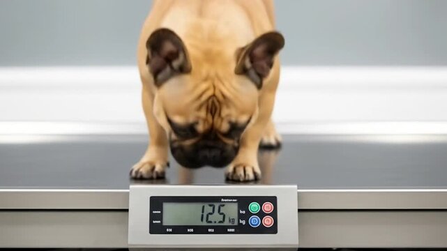 Pug on scale reads 125 kgs