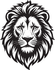 Majestic Lion Head Vector Illustration in Black and White Detailed Lion Mane and Intricate Design for Graphic Projects