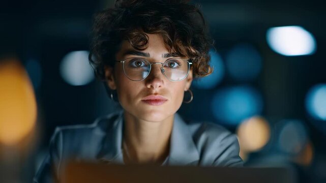 Concentrated trainee reviewing HIPAA phishing simulation prompts on laptop medium shot highlighting cybersecurity education with background elements intentionally out of focus.