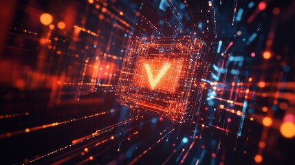 Obraz premium Enhancing cybersecurity exploring a glowing lock icon in a digital landscape for a secure future