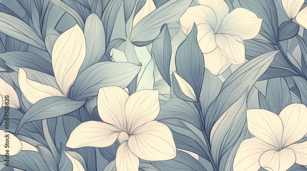 Poster Creating a delicate pattern of hand-drawn flowers in nature-inspired graphic design from an artistic viewpoint