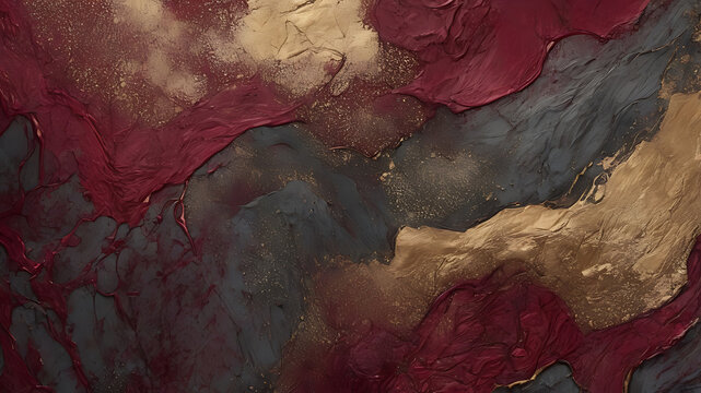 Abstract Textured Background with Rich Burgundy, Gold, and Gray Swirls AI Art
