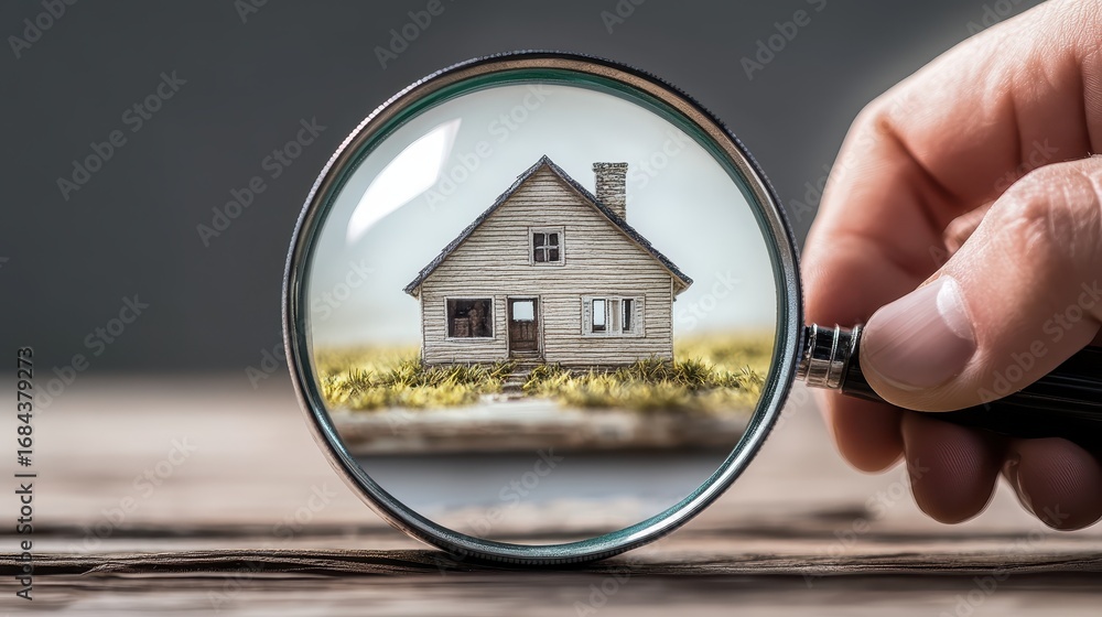 Poster high-resolution architectural inspection using digital microscope with magnification and optical cla