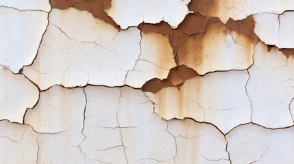 Naklejka premium Cracked and peeling paint on an old wall, showcasing the effects of weathering and neglect over time