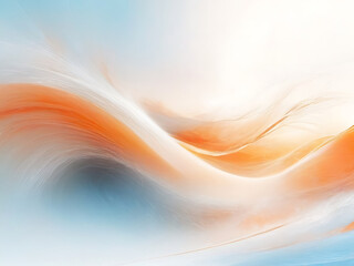 Abstract Flowing Orange and Blue Waves Background with Soft Light AI Art