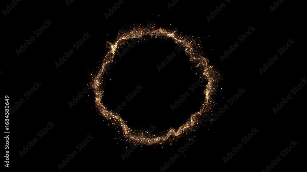 Poster golden particle ring explosion overlay animation shining particles. shimmering particles bokeh. part