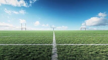 Dynamic football match on open field clear horizon sports photography bright day aerial view goalposts in focus
